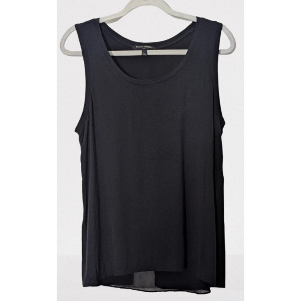 Womens BANANA REPUBLIC Black Rayon Cross Back Tank Top Size LARGE